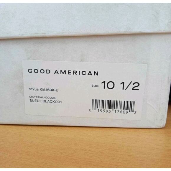 Good American Platform Block Heel Black Suede Ankle Strap Chunky Sandal 10.5 NEW - Picture 12 of 12